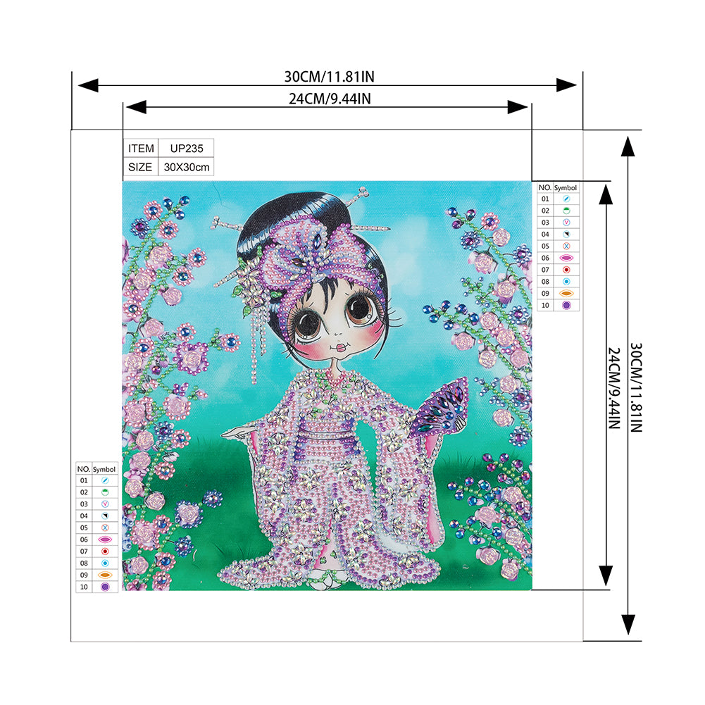 Kimono Girl - Special Shaped Drill Diamond Paiting 30*30CM