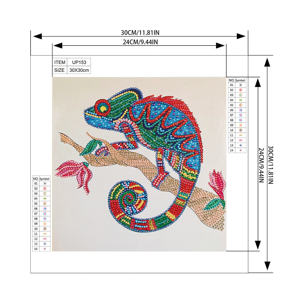 Chameleon - Special Shaped Drill Diamond Paiting 30*30CM