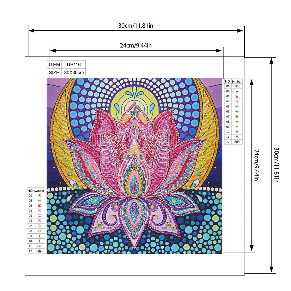 Lotus - Special Shaped Drill Diamond Paiting 30*30CM