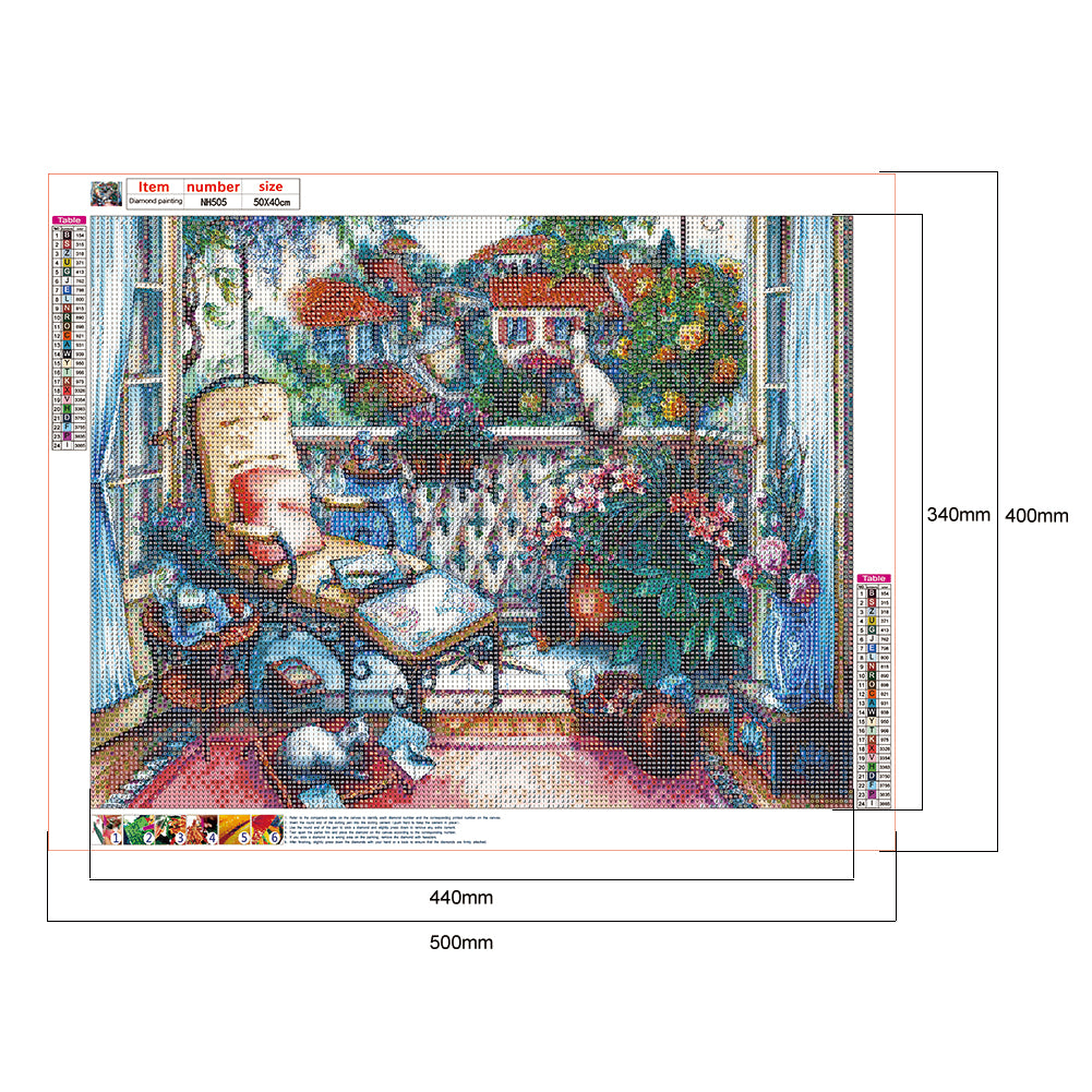 Balcony Chairs - Full Round Drill Diamond Painting 50*40CM