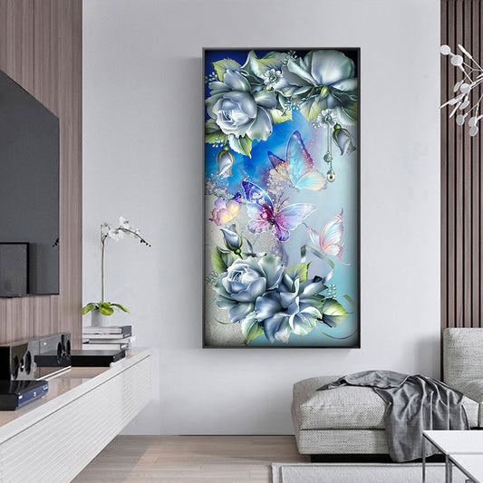 Butterfly Flowers - Full Round Drill Diamond Painting 40*80CM