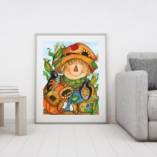 Cute Scarecrow - Full Round Drill Diamond Painting 40*50CM