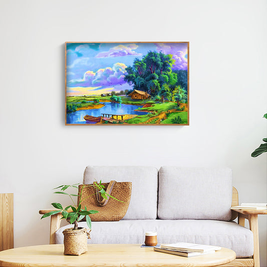 Lake Scene - Full Round Drill Diamond Painting 40*30CM