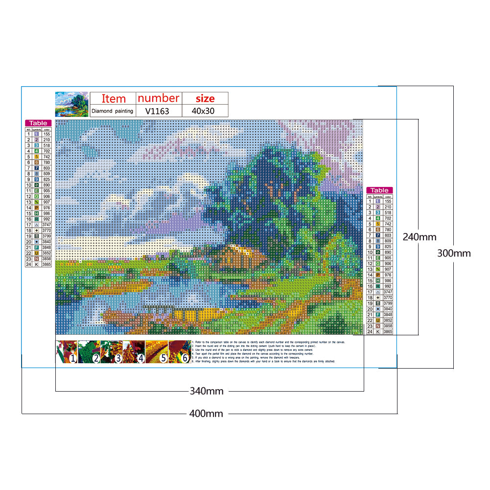 Lake Scene - Full Round Drill Diamond Painting 40*30CM