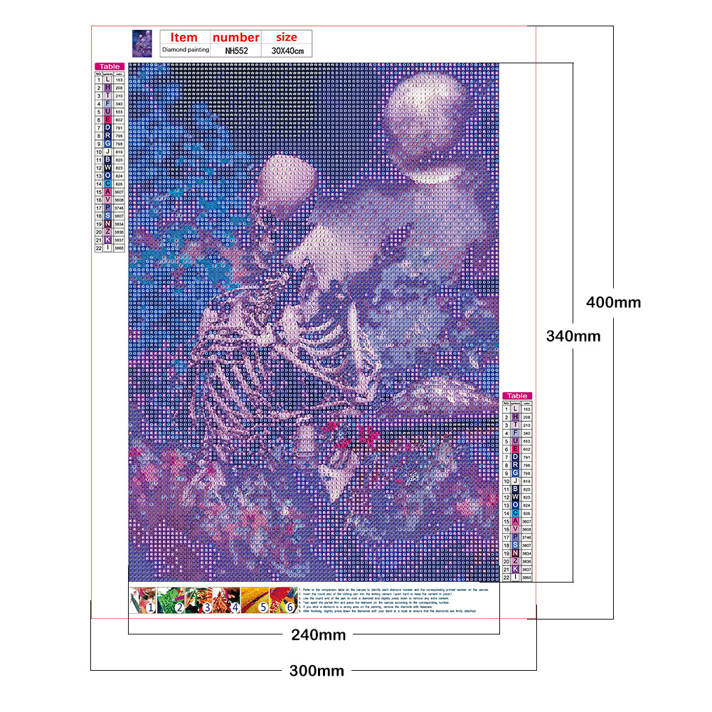 Beautiful Skull - Full Round Drill Diamond Painting 30*40CM