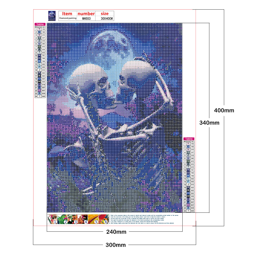 Beautiful Skull - Full Round Drill Diamond Painting 30*40CM