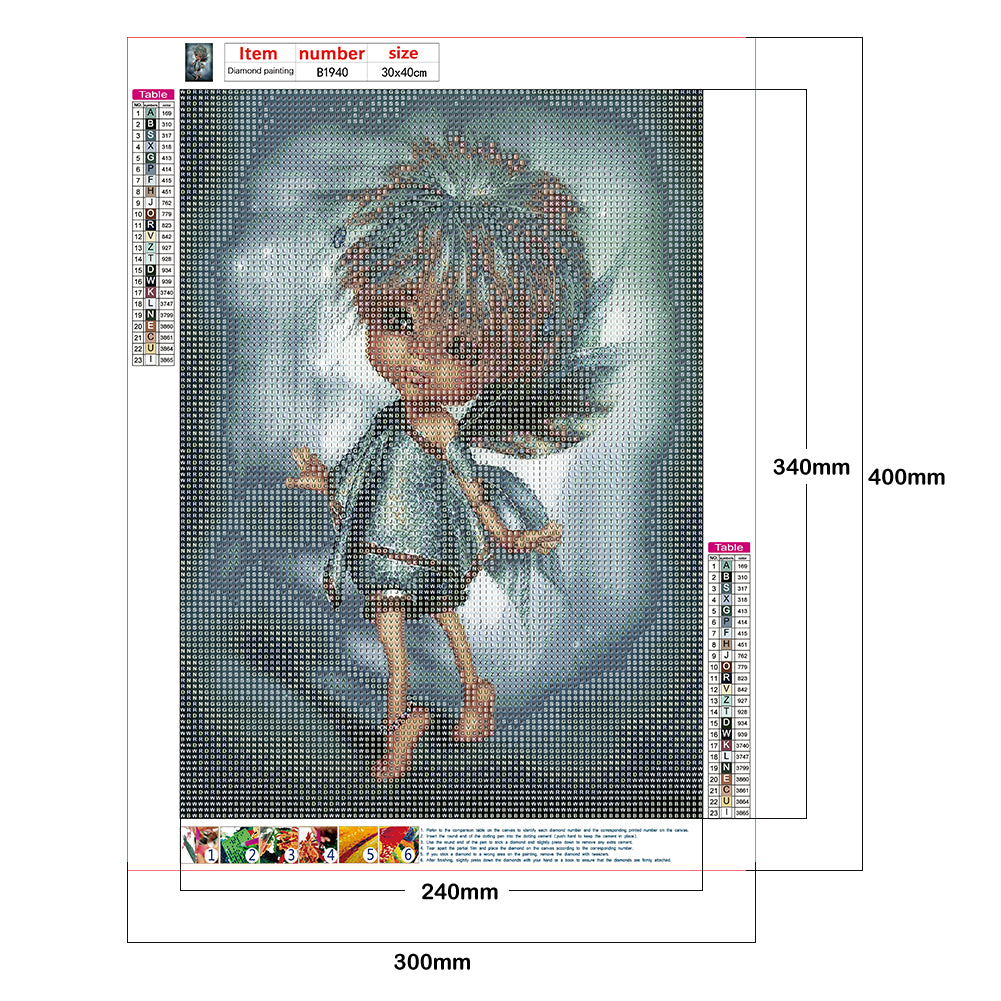 Cartoon Girl - Full Round Drill Diamond Painting 30*40CM