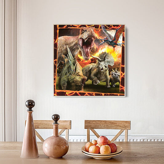 Ferocious Dinosaur - Full Round Drill Diamond Painting 40*40CM
