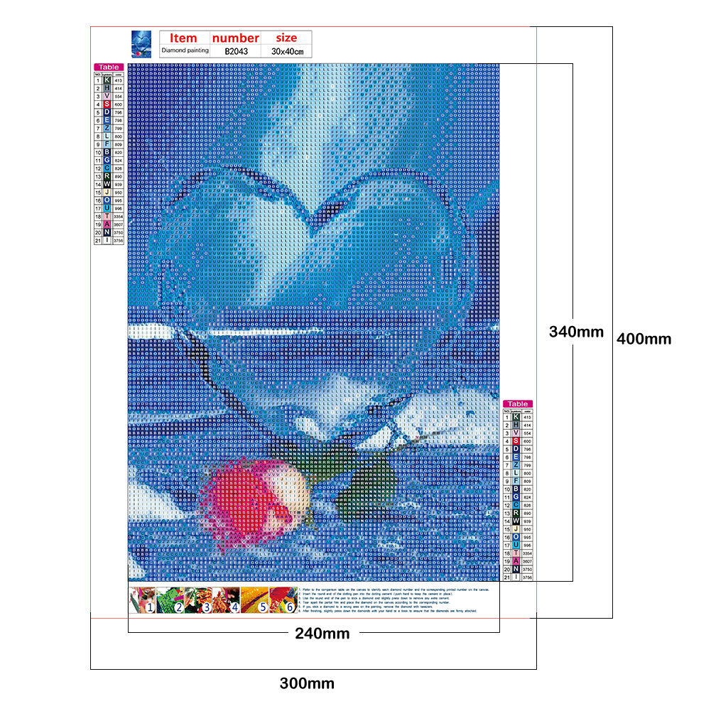 Heart Rose - Full Round Drill Diamond Painting 30*40CM