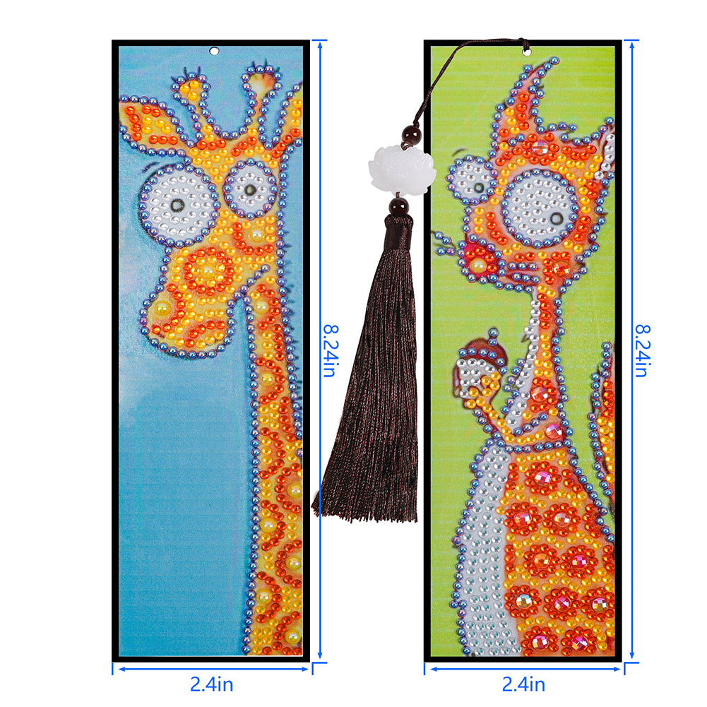 2pcs Special Shaped Drill Diamond Painting Leather Tassel Bookmark DIY Art