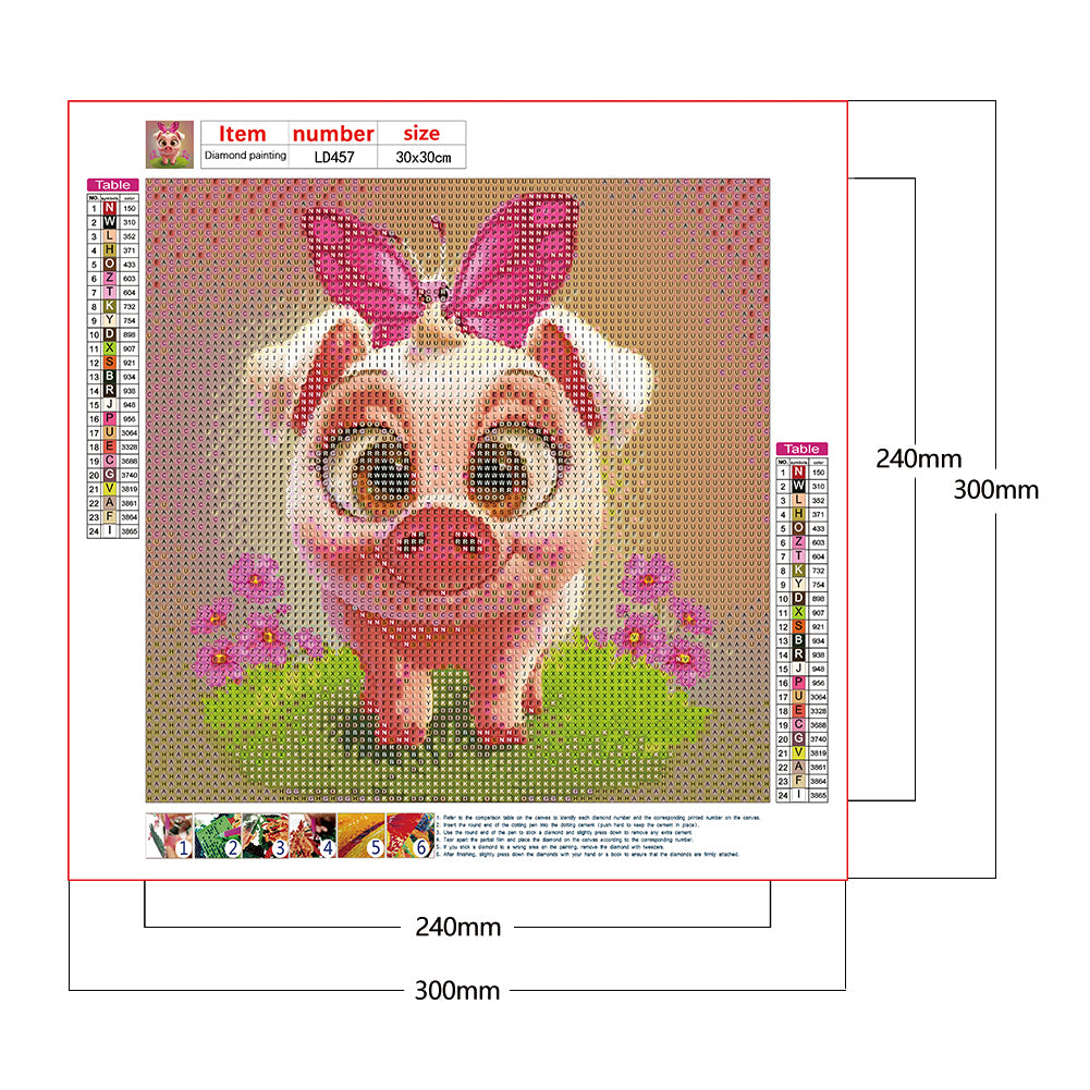 Cute Pig - Full Round Drill Diamond Painting 30*30CM