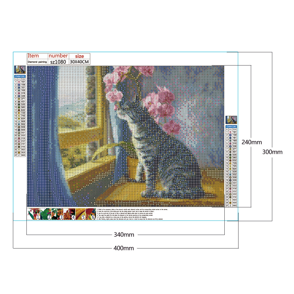 Cat - Full Round Drill Diamond Painting 40*30CM
