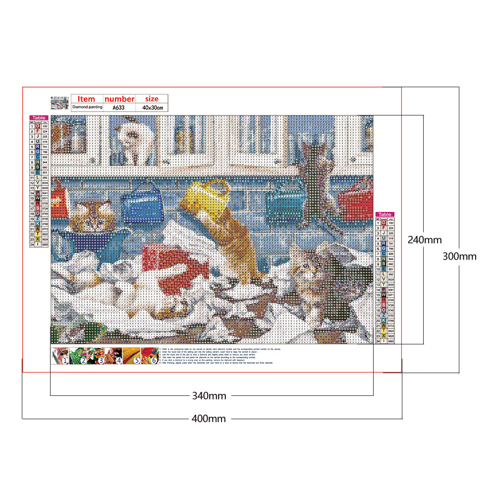 Naughty Cat - Full Round Drill Diamond Painting 40*30CM