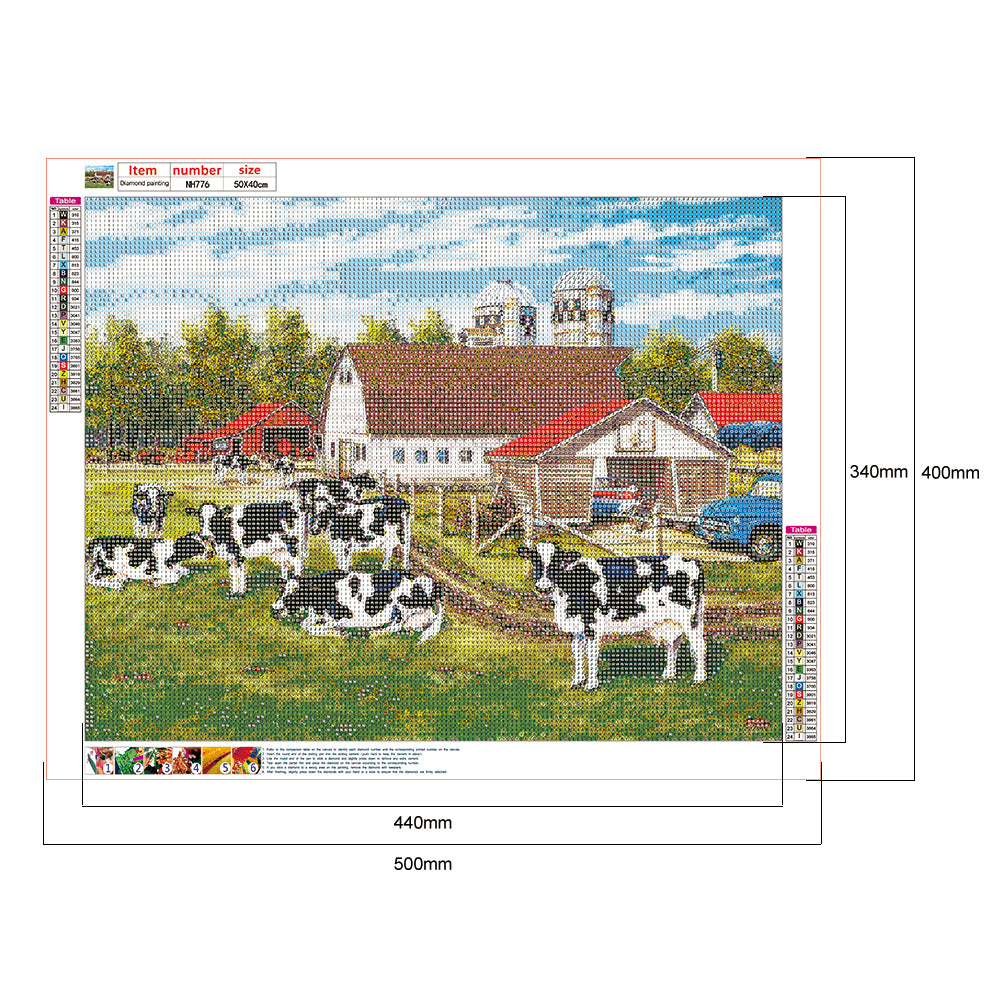 Village Cows - Full Round Drill Diamond Painting 50*40CM