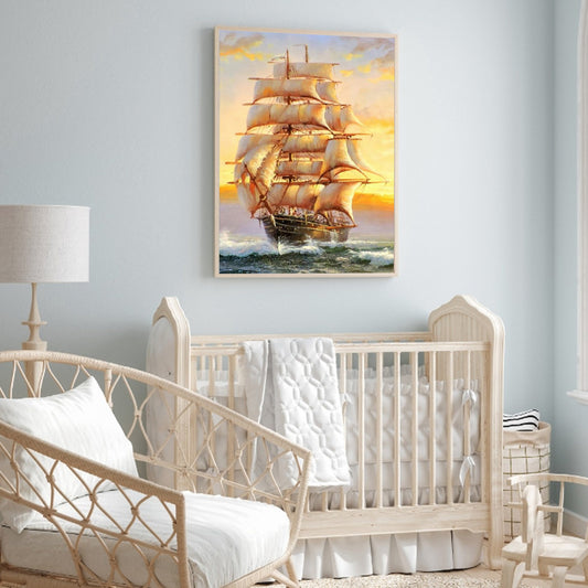 Sailing Ship - Full Round Drill Diamond Painting 40*50CM