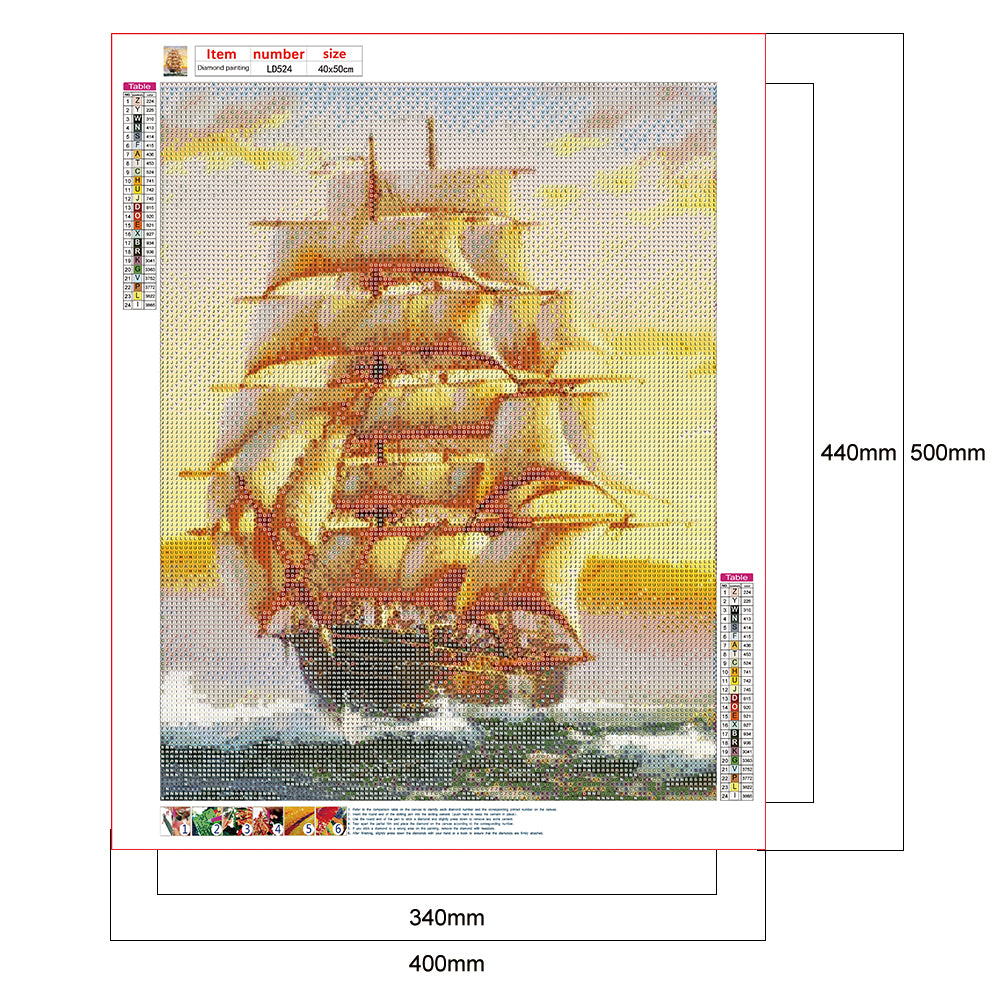 Sailing Ship - Full Round Drill Diamond Painting 40*50CM