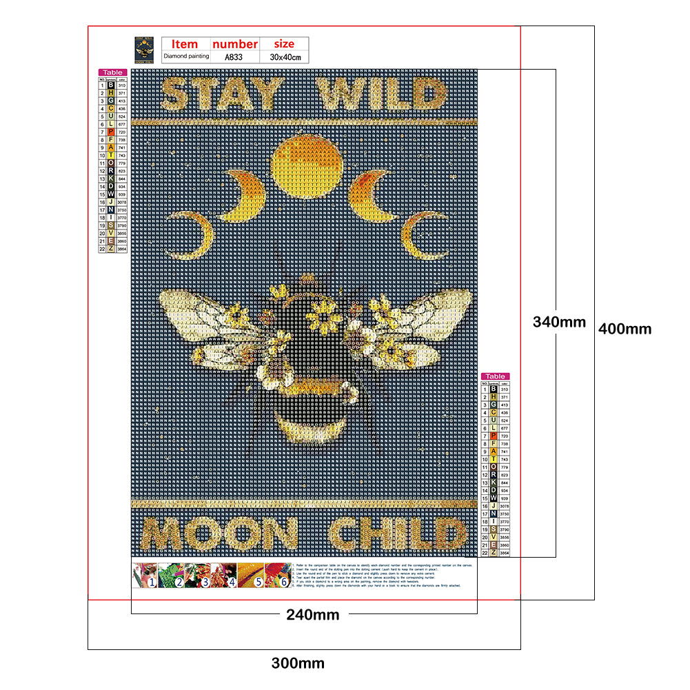 Star Moon - Full Round Drill Diamond Painting 30*40CM