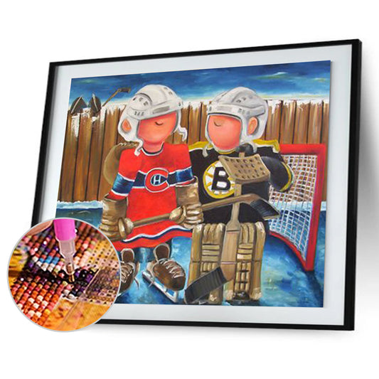 Hockey Sportman - Full Round Drill Diamond Painting 30*40CM