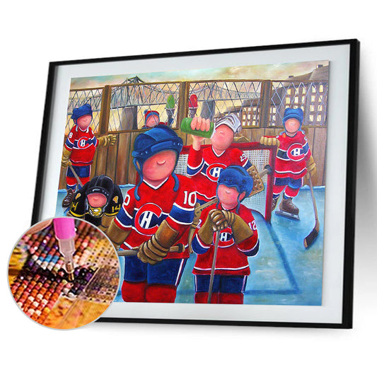 Hockey Sportman - Full Round Drill Diamond Painting 30*40CM