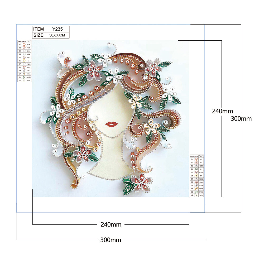 Curly Girl - Special Shaped Drill Diamond Painting 30*30CM