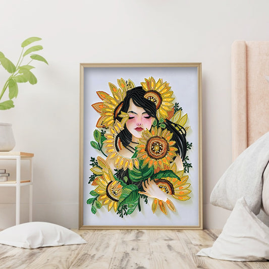 Sunflower Girl - Special Shaped Drill Diamond Painting 30*40CM