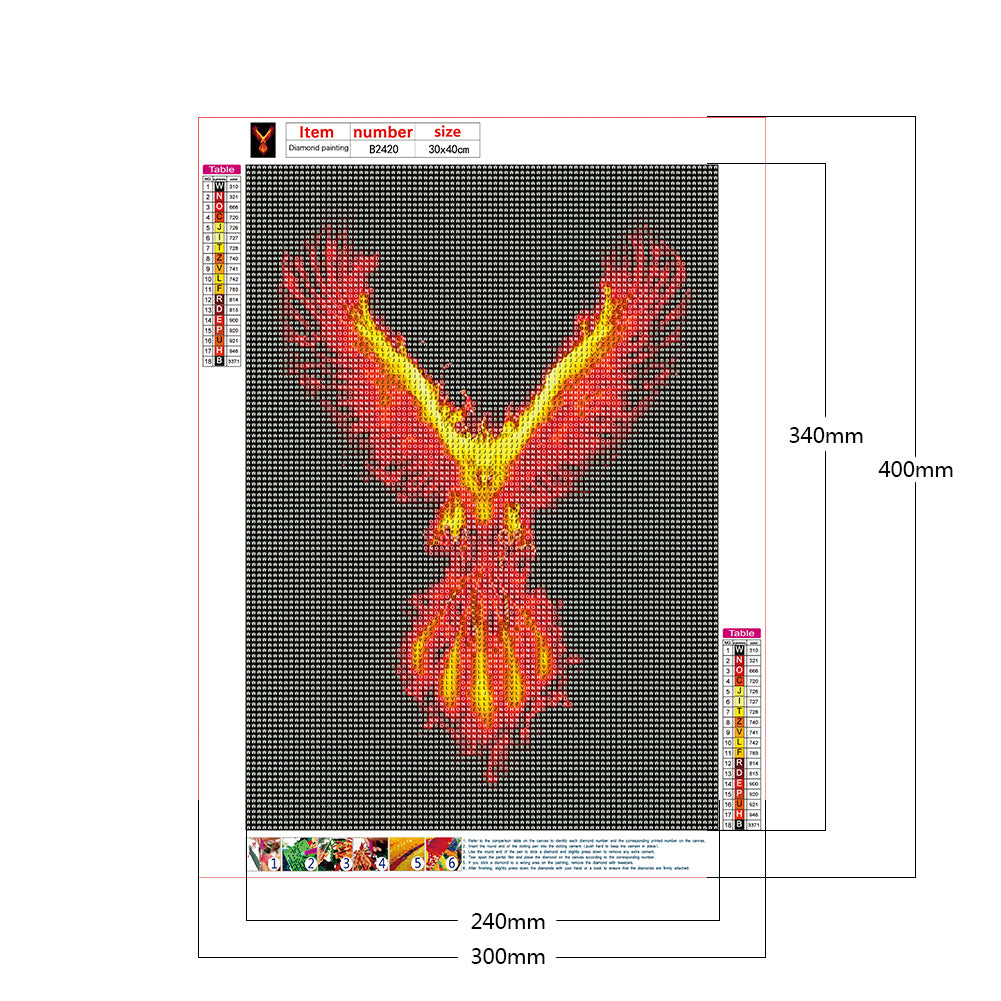 Fire Phoenix - Full Round Drill Diamond Painting 30*40CM