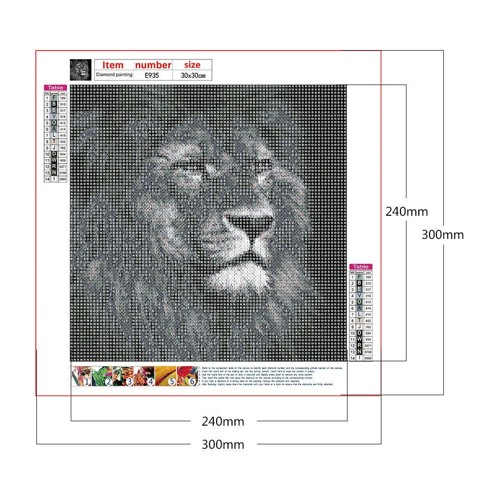 Lion - Full Round Drill Diamond Painting 30*30CM