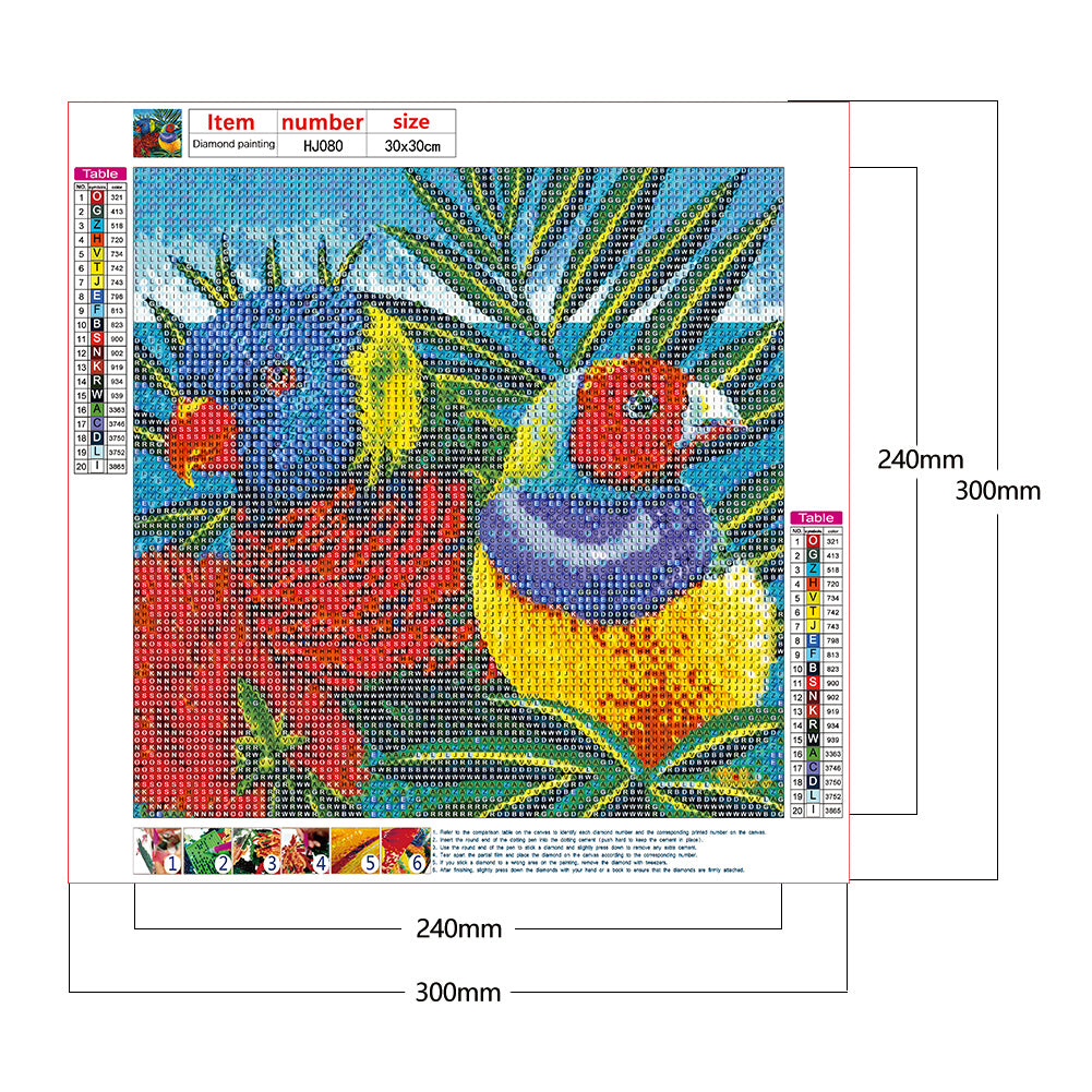 European Parrot - Full Round Drill Diamond Painting 30*30CM