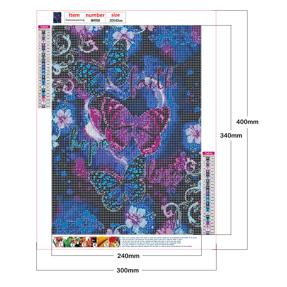 Purple Butterfly - Full Round Drill Diamond Painting 30*40CM