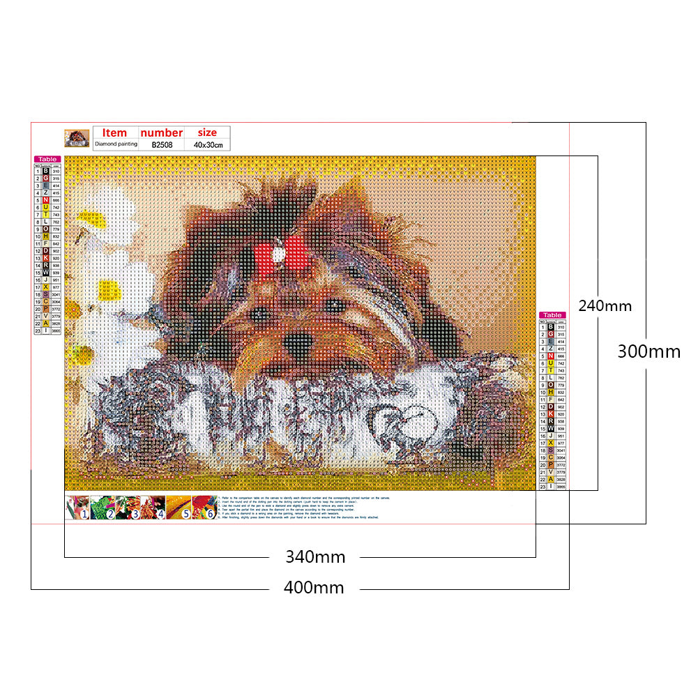 Flower Dog - Full Round Drill Diamond Painting 40*30CM