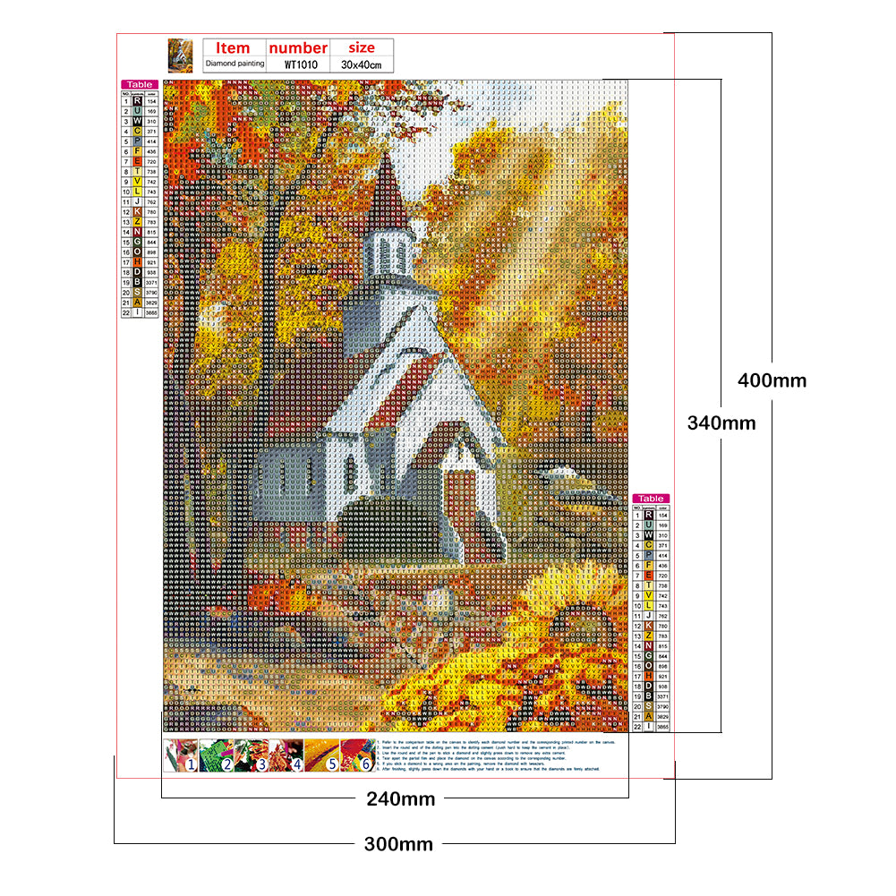 Church Scenery - Full Round Drill Diamond Painting 30*40CM