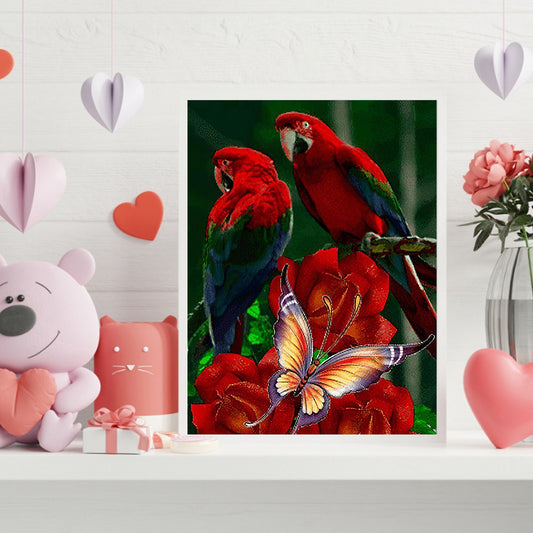 Parrot Rose - Full Round Drill Diamond Painting 30*40CM