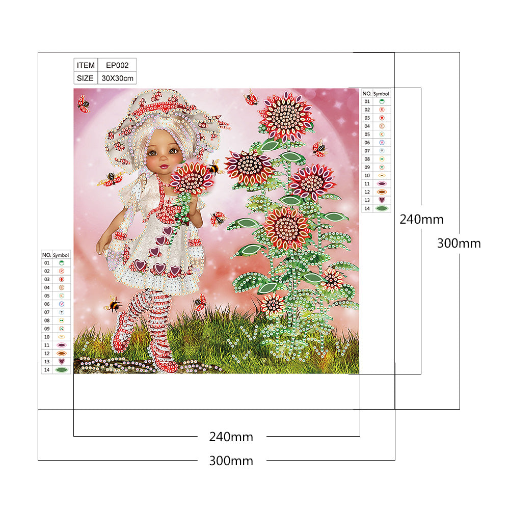 Cartoon Girl - Special Shaped Drill Diamond Painting 30*30CM