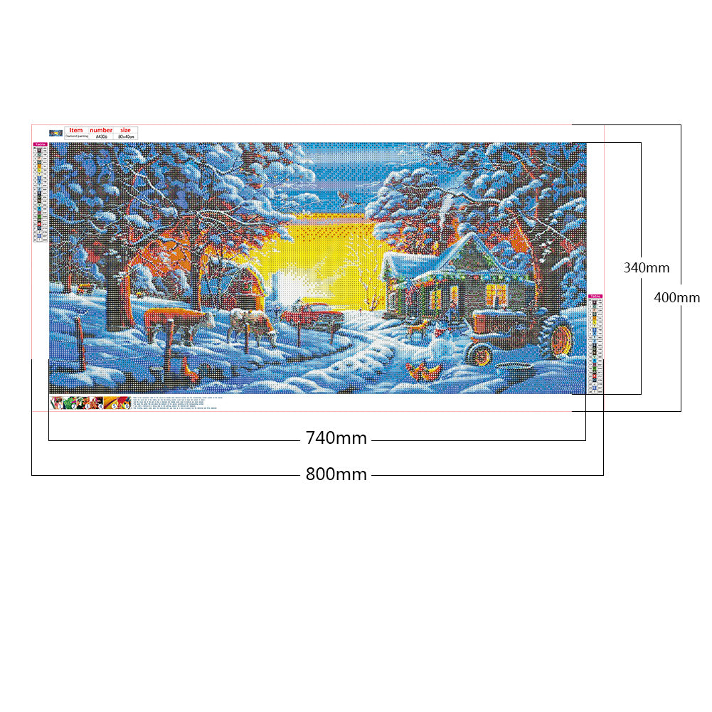 Snow Village - Full Round Drill Diamond Painting 80*40CM