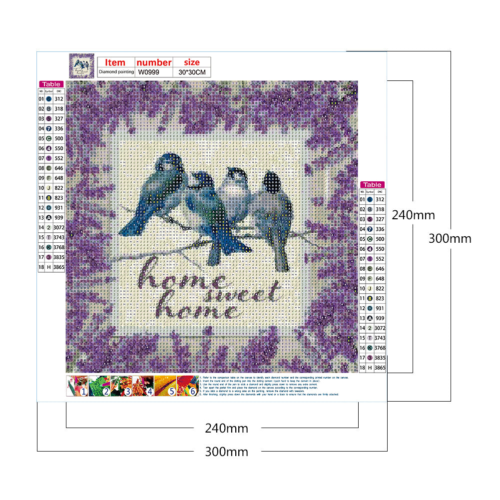 Lavender Bird - Full Round Drill Diamond Painting 30*30CM