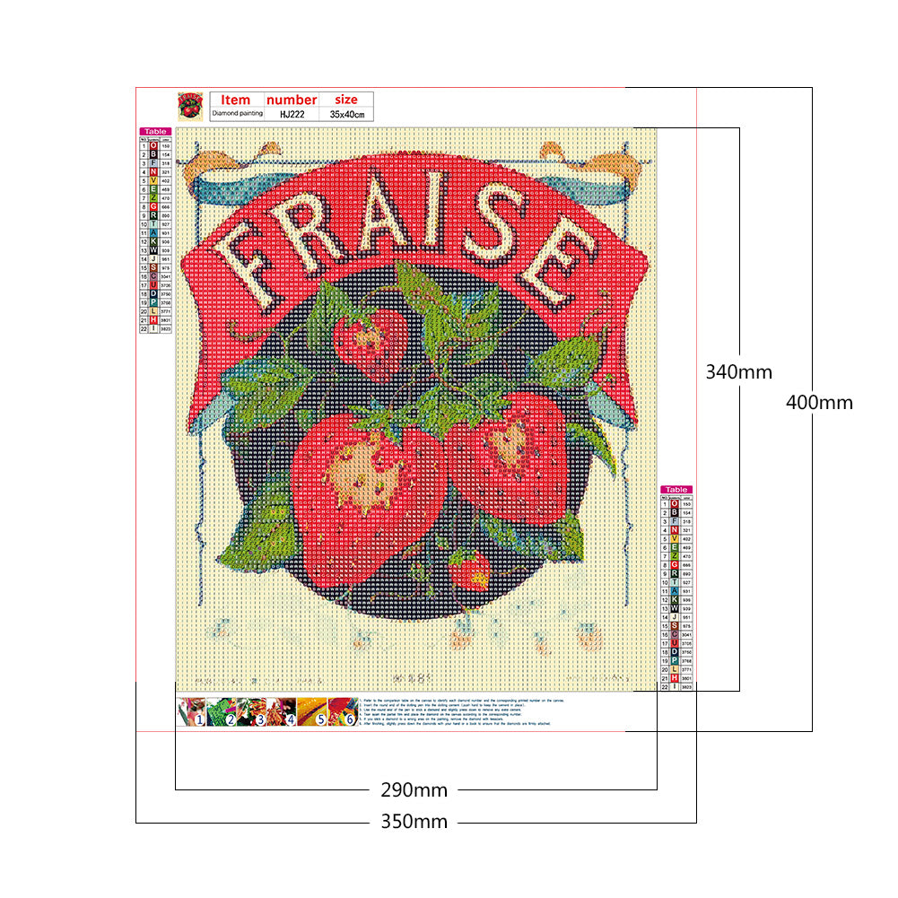 Retro Strawberry - Full Round Drill Diamond Painting 35*40CM