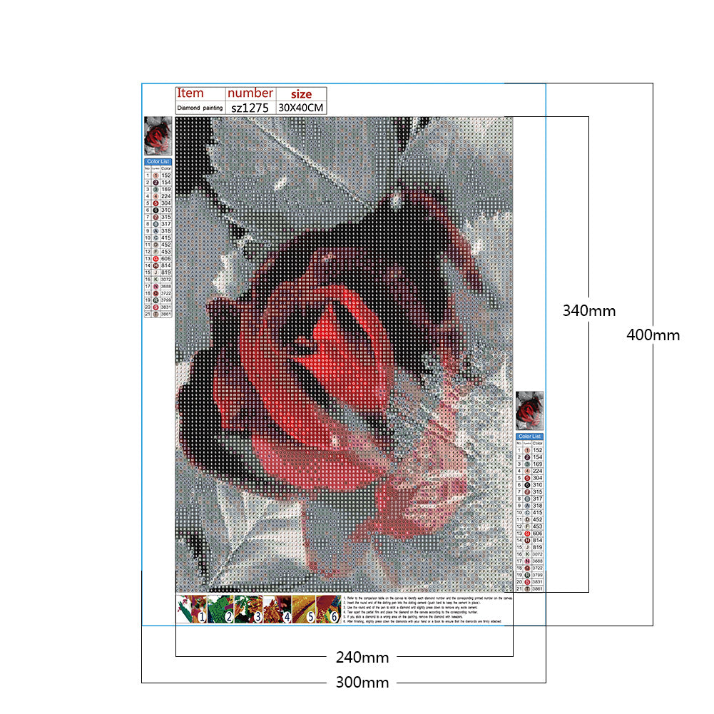 Red Rose - Full Round Drill Diamond Painting 30*40CM