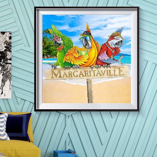 Beach Parrot - Full Round Drill Diamond Painting 40*40CM