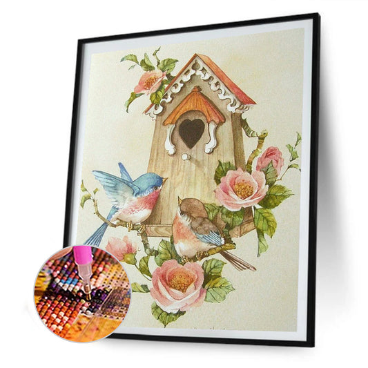 Bird Flower - Full Round Drill Diamond Painting 30*40CM
