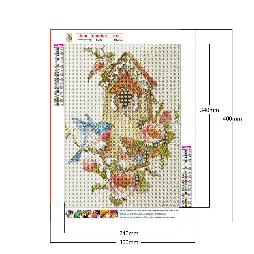 Bird Flower - Full Round Drill Diamond Painting 30*40CM