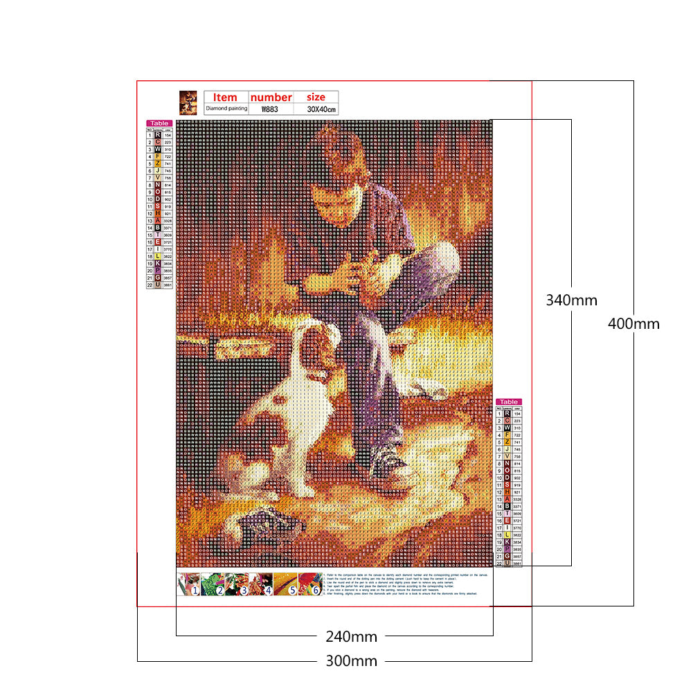 Boy Dog - Full Round Drill Diamond Painting 30*40CM