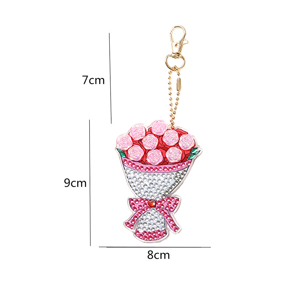 3/4/5pcs Mosaic Diamond Painting Keychain 5D DIY Rhinestone Keyring Pendant