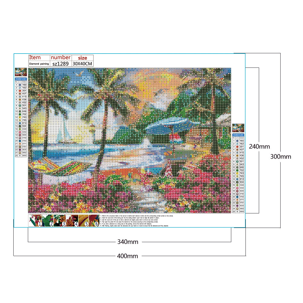 Seaside Scenery - Full Round Drill Diamond Painting 40*30CM