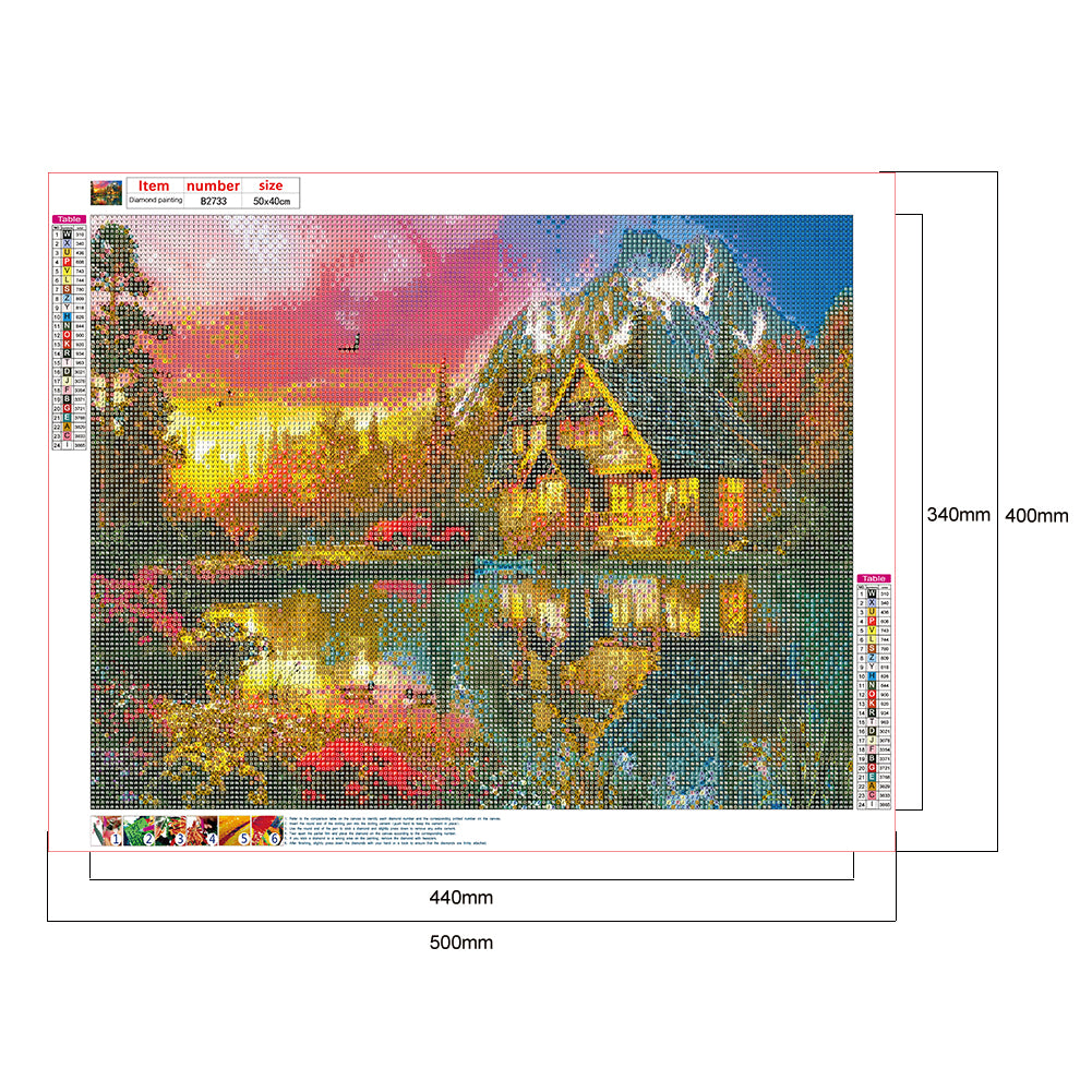 Cabin Landscape - Full Round Drill Diamond Painting 50*40CM