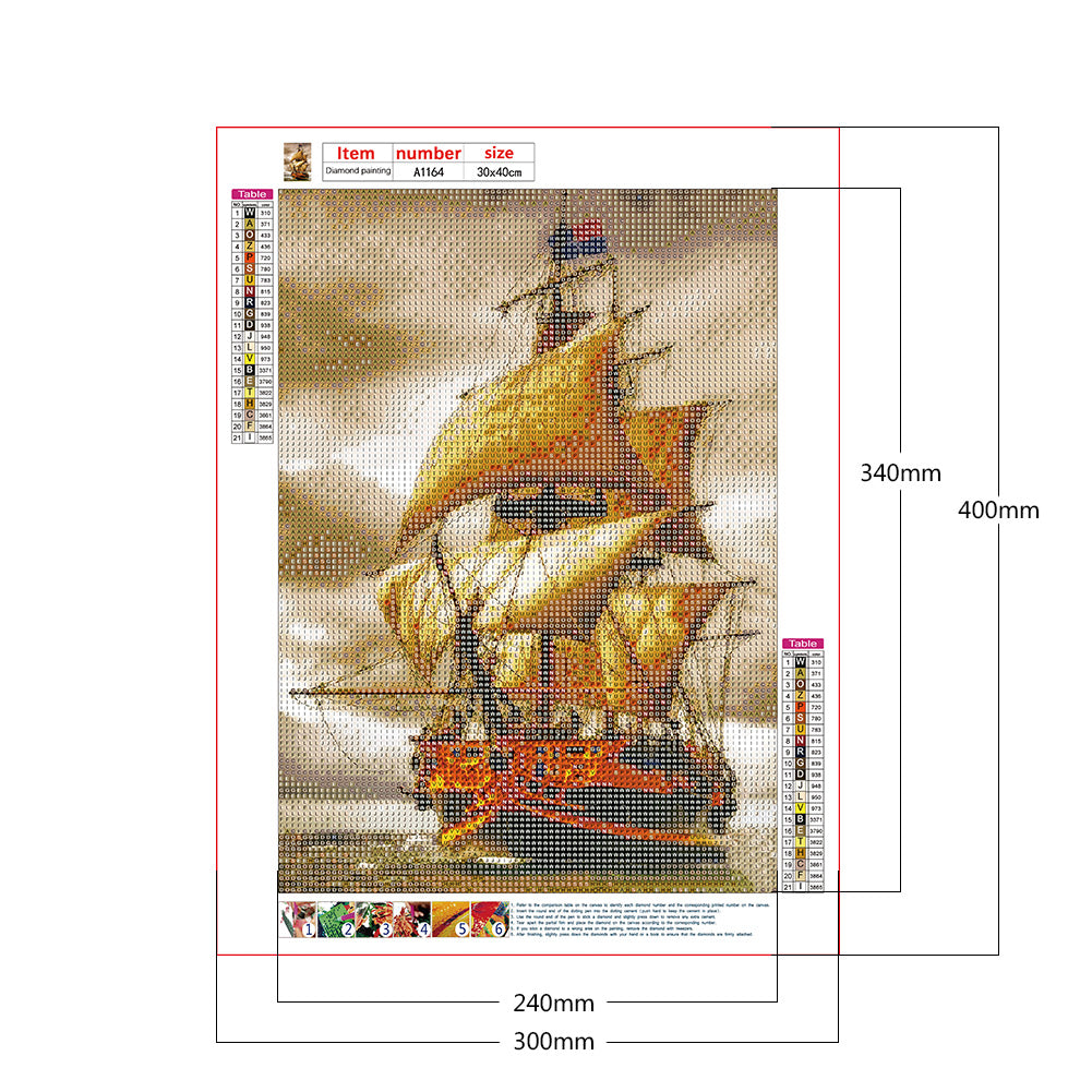 Ship - Full Round Drill Diamond Painting 30*40CM