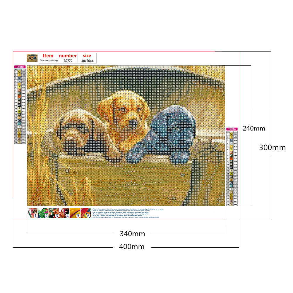 Three Dogs - Full Round Drill Diamond Painting 40*30CM