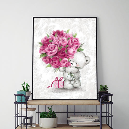 Bouquet Bear - Full Round Drill Diamond Painting 30*40CM
