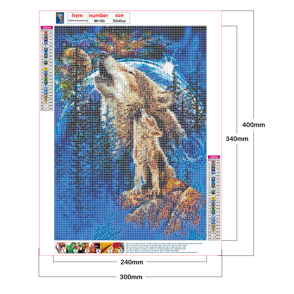 Moon Wolf - Full Round Drill Diamond Painting 30*40CM