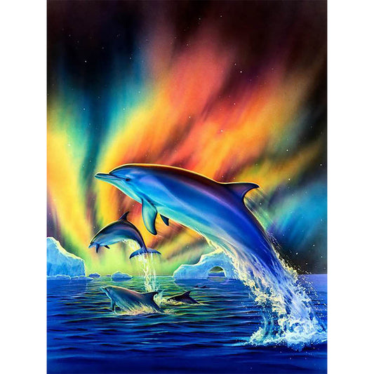 Dolphins Aurora - Full Round Drill Diamond Painting 30*40CM
