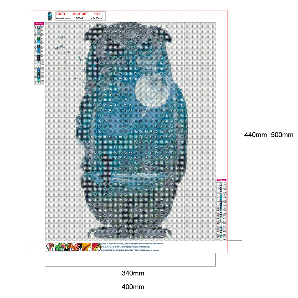 Moon Owl - Full Square Drill Diamond Painting 40*50CM